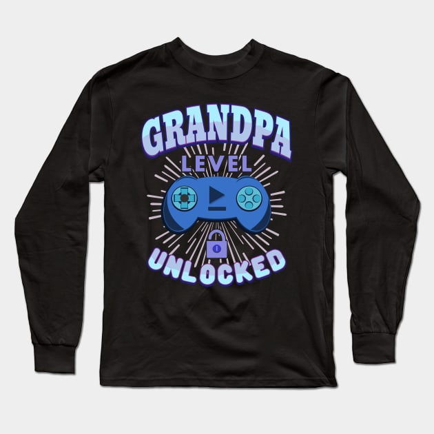 Grandpa Level Unlocked Gaming Dad Long Sleeve T-Shirt by JaussZ